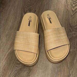 Boutique Beige Slide Sandals- size 7